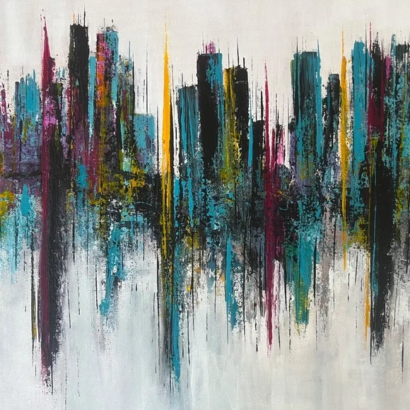 City Lines - Abstract Acrylic Texture Painting20x20 CanvasColorful Art